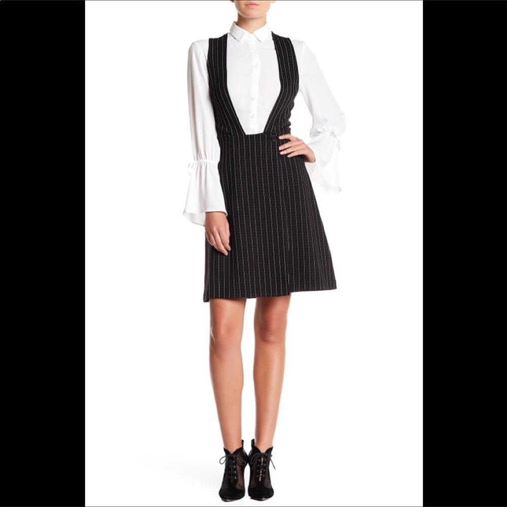 ECI white shirt with black plaid dress